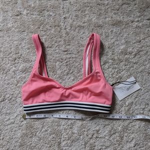 NWTSolid & striped Katie bikini top pink stripes